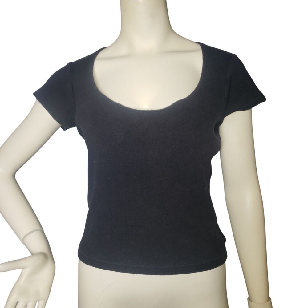 MODA INTERNATIONAL Black Scoop Neck Bra Short Sleeve T Shirt Womens Size Large